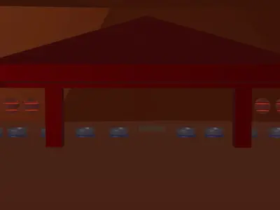 Temple japanese hut in snow Free low-poly 3D model