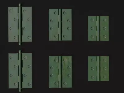 Door Hinges Pack - 3 Types and 3 Materials Low-poly 3D model