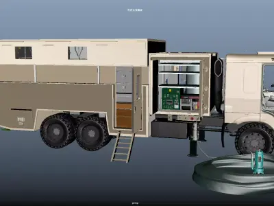Mobile Military Command Support Truck 3D Model 3D model