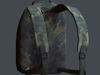 Backpack military combat Black baggage Low-poly Low-poly 3D model 8