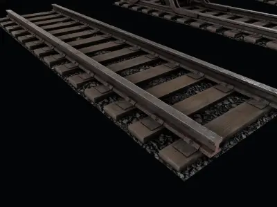 Old Modular Railway Tracks Low-poly 3D model