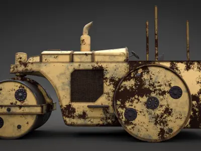 Rusted Rollar  machine Low-poly 3D model
