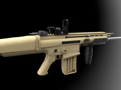 Scar-H Game Ready gun 3D model