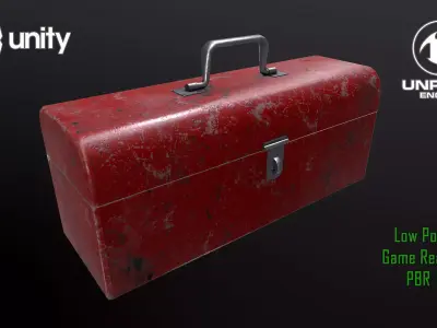 Old Red Toolbox Low-poly 3D model