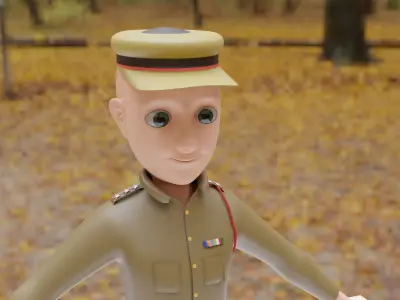 Indian Police Man 3d Character with Dress Rig 3D model