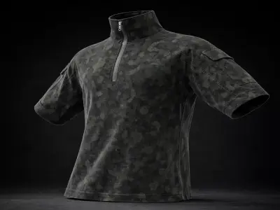 Operator Camo Half Zip Tactical Shirt PBR Game Ready 4K Textures 3D model