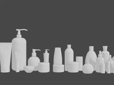 High Quality Cosmetics Bathroom Accessories 3D Model Set  3D model