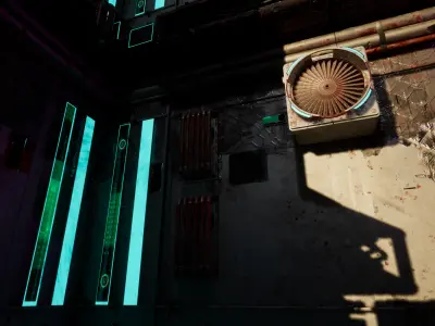 Cyberpunk modular set Low-poly 3D model