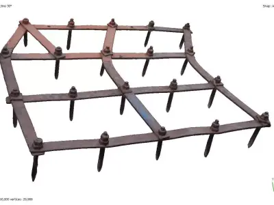 Old rusty harrow 3D model