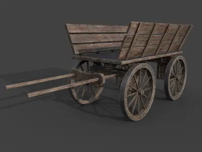 MEDIEVAL WOODEN CART  Low-poly 3D model