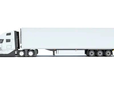2024 Semi Truck with Refrigerator Trailer 3D model