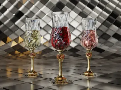Vintage wine glass 3D model