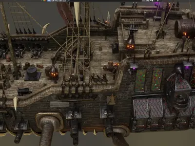 Scorpion War Ship Model Rig Low-poly 3D model