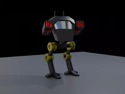 Low Poly Coloured  Mecha Low-poly 3D model