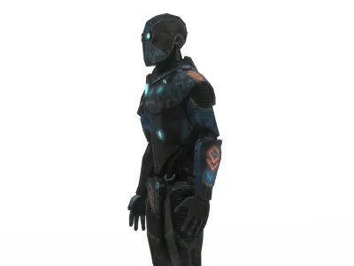 Cyber Hunter Robot Game-Ready Rigged Mech Unit Low-poly 3D model