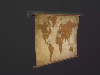 Old World Map 3D Model Low-poly 3D model