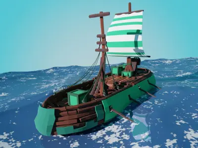 Stylized Ship-4 Low-poly 3D model