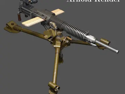 Japanese heavy machine gun during World War II 3D model