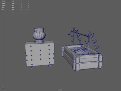 MedievalFurniture two wooden chests and vase Low-poly 3D model