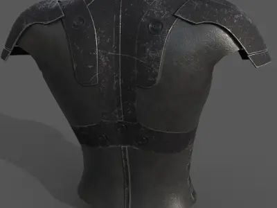 Simple sci-fi female black metal armor Low-poly 3D model