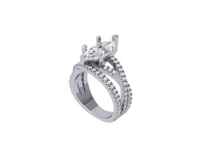 Marquise Ring 3D print model 5