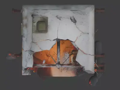 Destroyed Military Bunker with Lava Cracks 3D Model V02 Low-poly 3D model