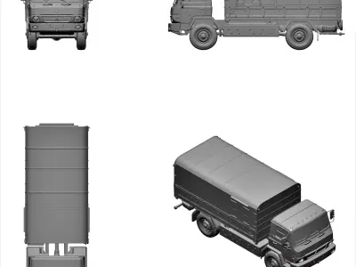 army goods and passenger truck 3D print model