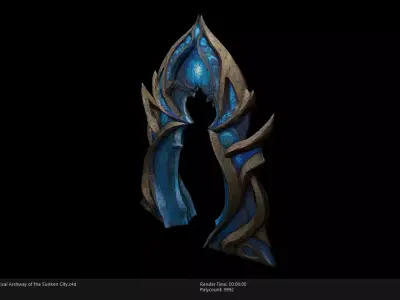 Low Poly Stylized Mystical Archway of the Sunken City Low-poly 3D model