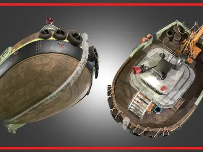 Stylized Ship Low-poly 3D model