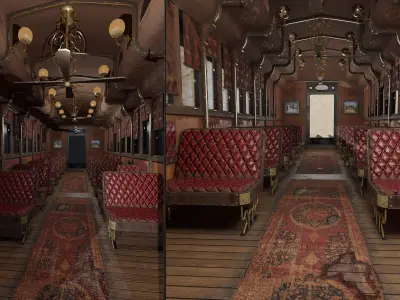 train locomotive wagon wild west Low-poly 3D model