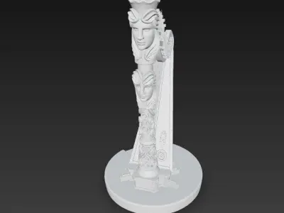 3D Printable Antique Inspired Harp Statue 3D model