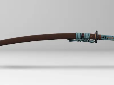 Katana samurai sword Low-poly 3D model 24