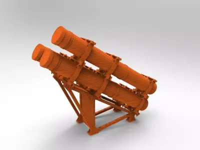 Navy Exocet Launcher 3 Tube  3D print model