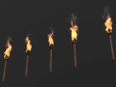 Volumetric Handheld Torch Flame VDB Set for Blender 3D model