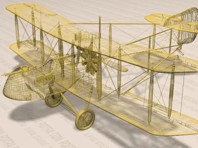 De Havilland DH 2 Fighter Aircraft - WWI - 1916 - Lt DH Geary -  3D model