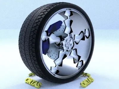 ORTAS CAR RIM 69 GAME READY RIM TIRE AND DISC 3D model