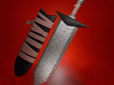 Stylized Fantasy Sword with Scabbard  Game Ready Weapon 3D model