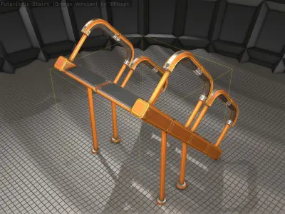 Sci-Fi Stairs - 28- Orange Version Low-poly 3D model