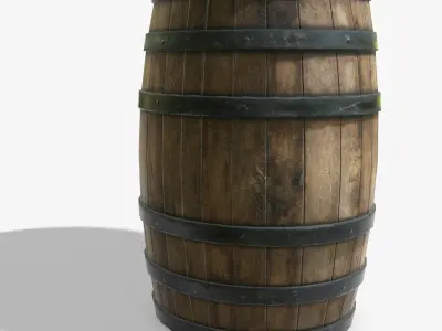 Wooden Barrel Game Ready PBR Textures Low Poly Low-poly 3D model