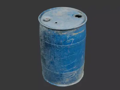  Dirty Plastic Barrel Scan Low-poly 3D model