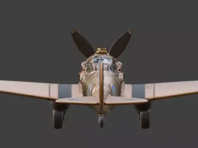 Stylized 3D Steampunk Vintage Propeller Aircraft Low-poly 3D model