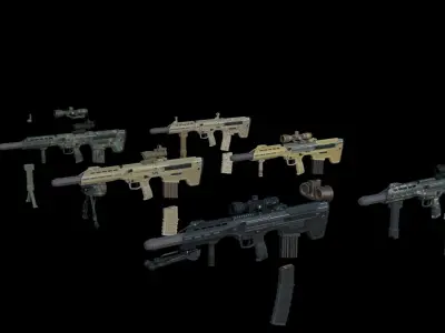 Modular Bullpup Rifle-Sniper Variant Low-poly 3D model