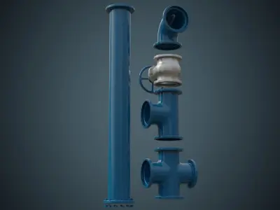 Industrial Pipes 5A Low-poly 3D model