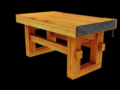 Workbench with Vises Low-poly 3D model