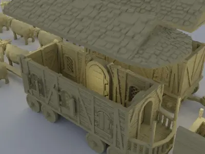 Convoy of Settlers Tabletop Terrain 28 mm 3D print model purchase