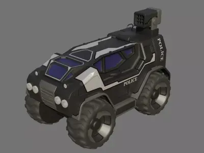 Sci-Fi Police Vehicle - Game Ready - PBR Low-poly 3D model