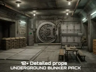  Bunker Props Kit  Low-poly 3D model