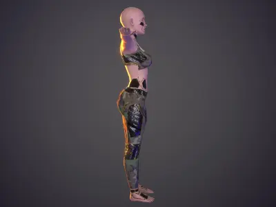 Girl T Pose Quad Mesh game ready pbr Rigged Lowpoly Low-poly 3D model