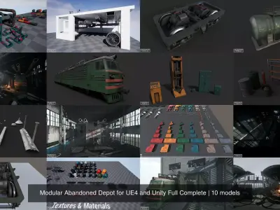 Modular Abandoned Depot for UE4 and Unity Full Complete 3D Model Pack