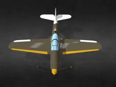 bell-p-39-airacobra fighter plane flying in sky Low-poly 3D model
